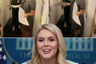 WH press secretary Karoline Leavitt says prayer before heading to the podium