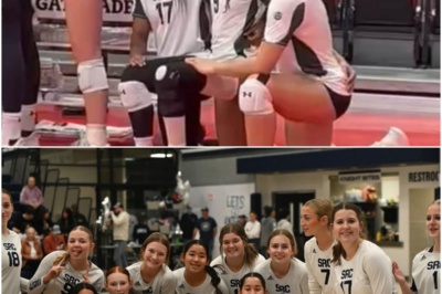 Women’s college volleyball player accused of conspiring with trans athlete kneels during national anthem