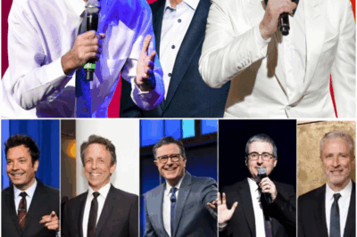 Jon Stewart, Stephen Colbert and Jimmy Fallon opened their late-night shows using a mix of humor, song and expressions of solidarity with suspended ABC host Jimmy Kimmel.